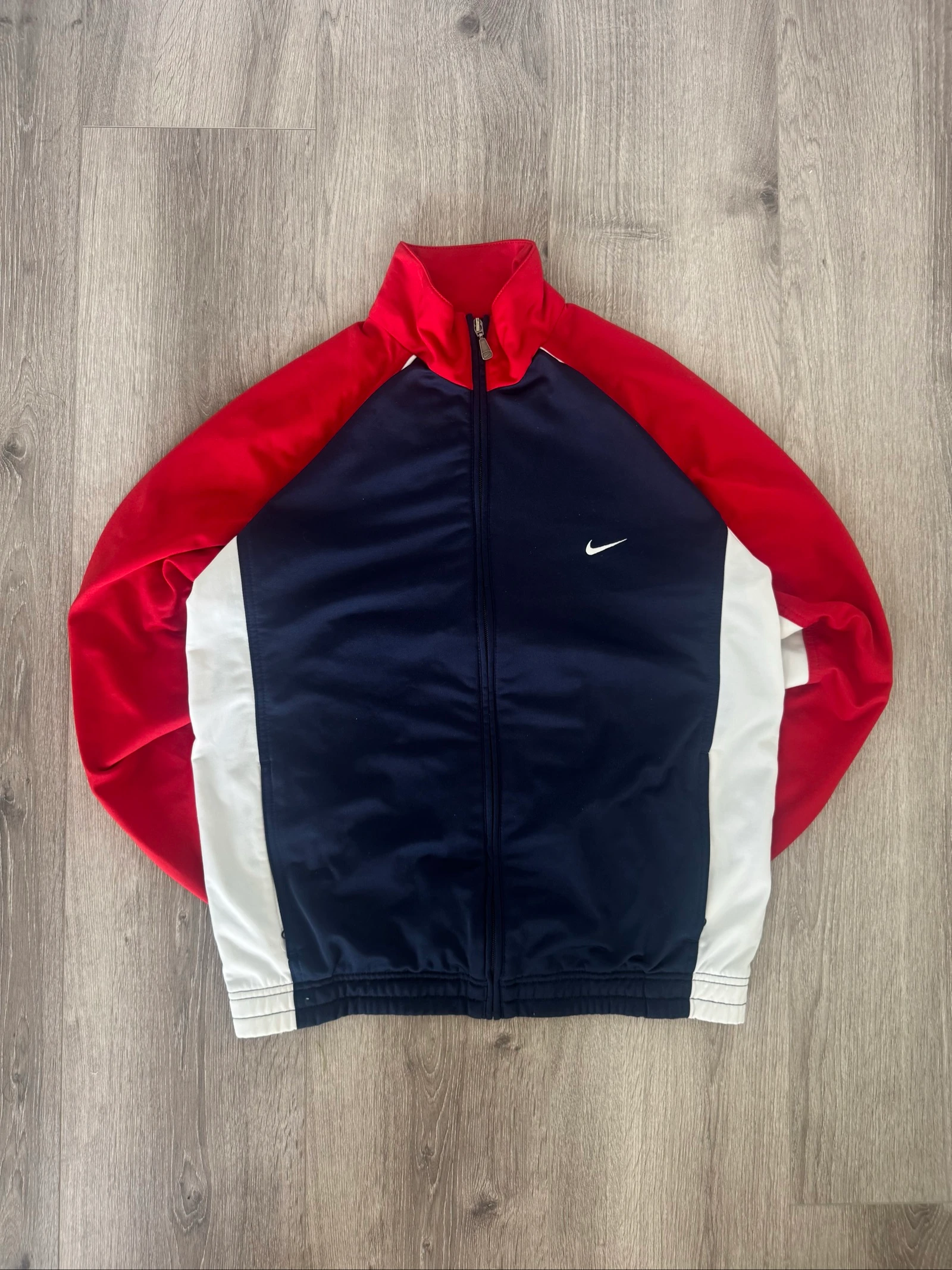 Nike Vintage Track Jacket Full Zip Navy Red White Y2K 00s Streetwear Swoosh M – photo 5